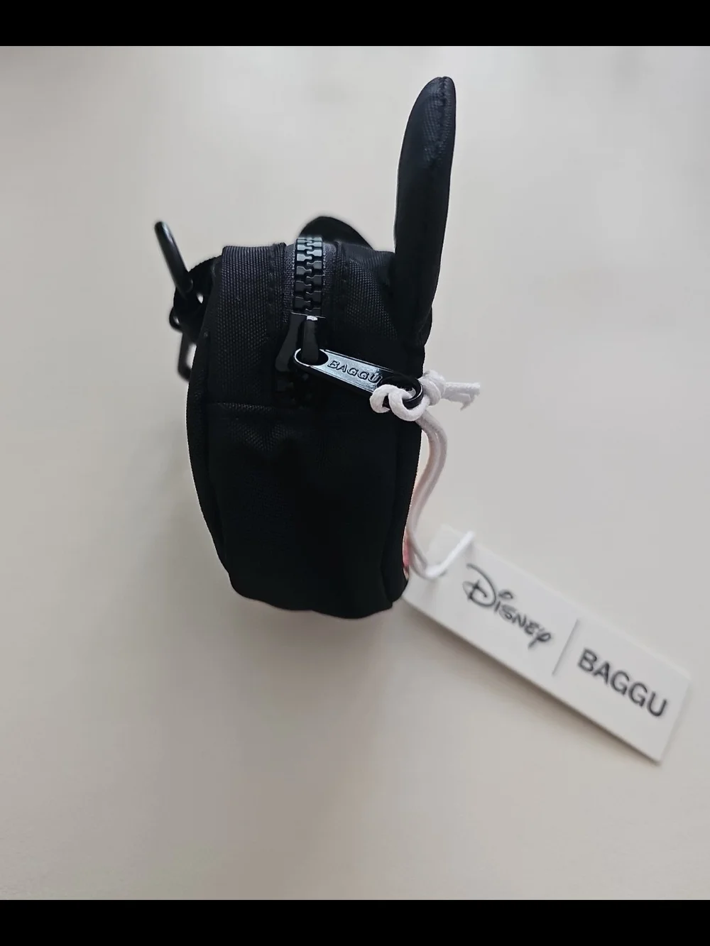 BAGGU Black Crossbody Bag with Mickey Character Patch And Bag Charm
